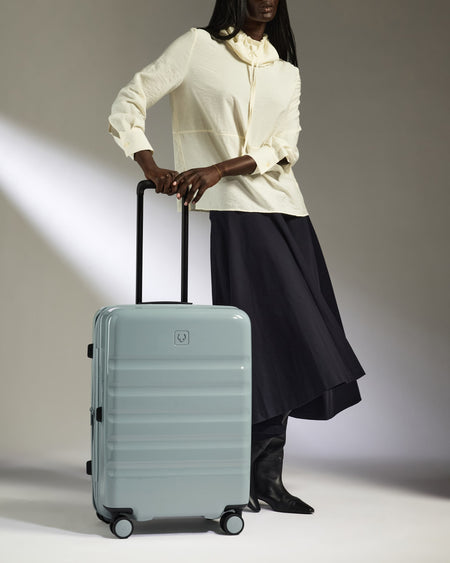 Medium Luggage in Mist Blue Gloss - Icon Stripe
