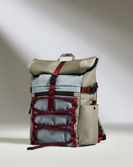 Discovery Roll Top Backpack in Mist Blue