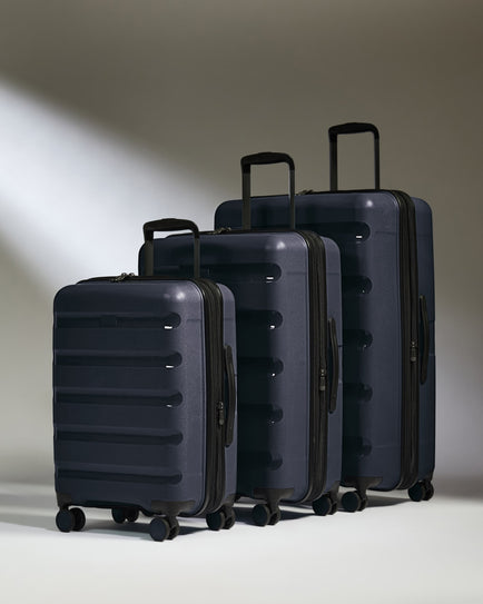 Expandable Carry-on Luggage Set in Navy - Logo Stripe