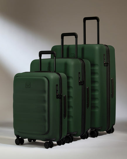 Carry-on with Pocket Luggage Set in Antler Green - Icon Stripe