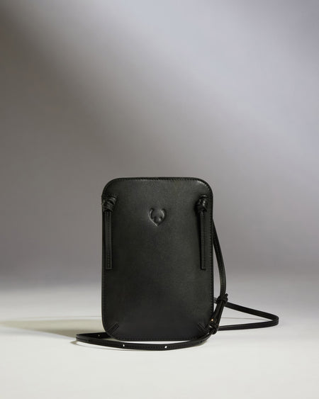 Crossbody Bag in Black Leather - Heritage Collection