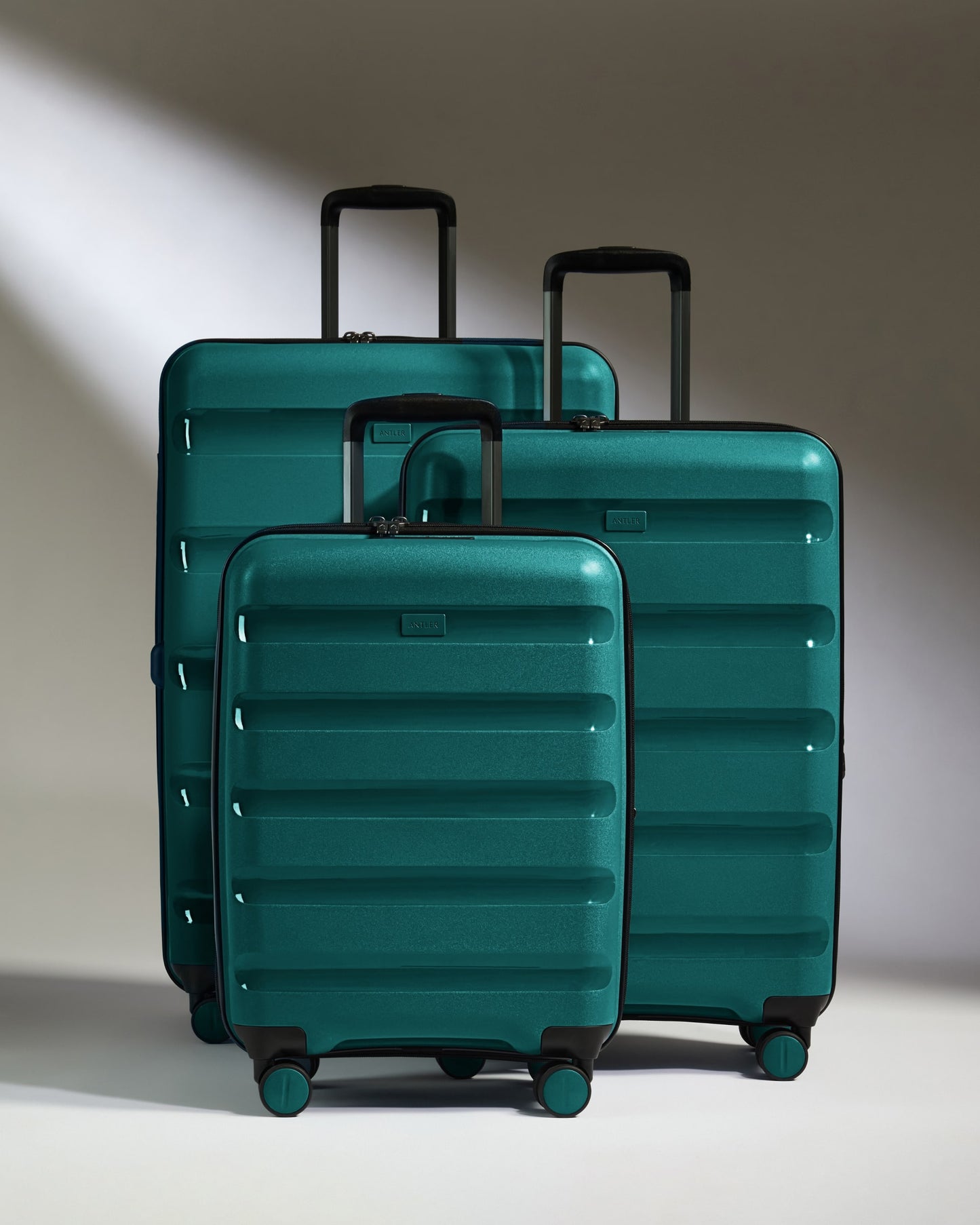 Expandable Carry-on Luggage Set in Deep Teal - Logo Stripe