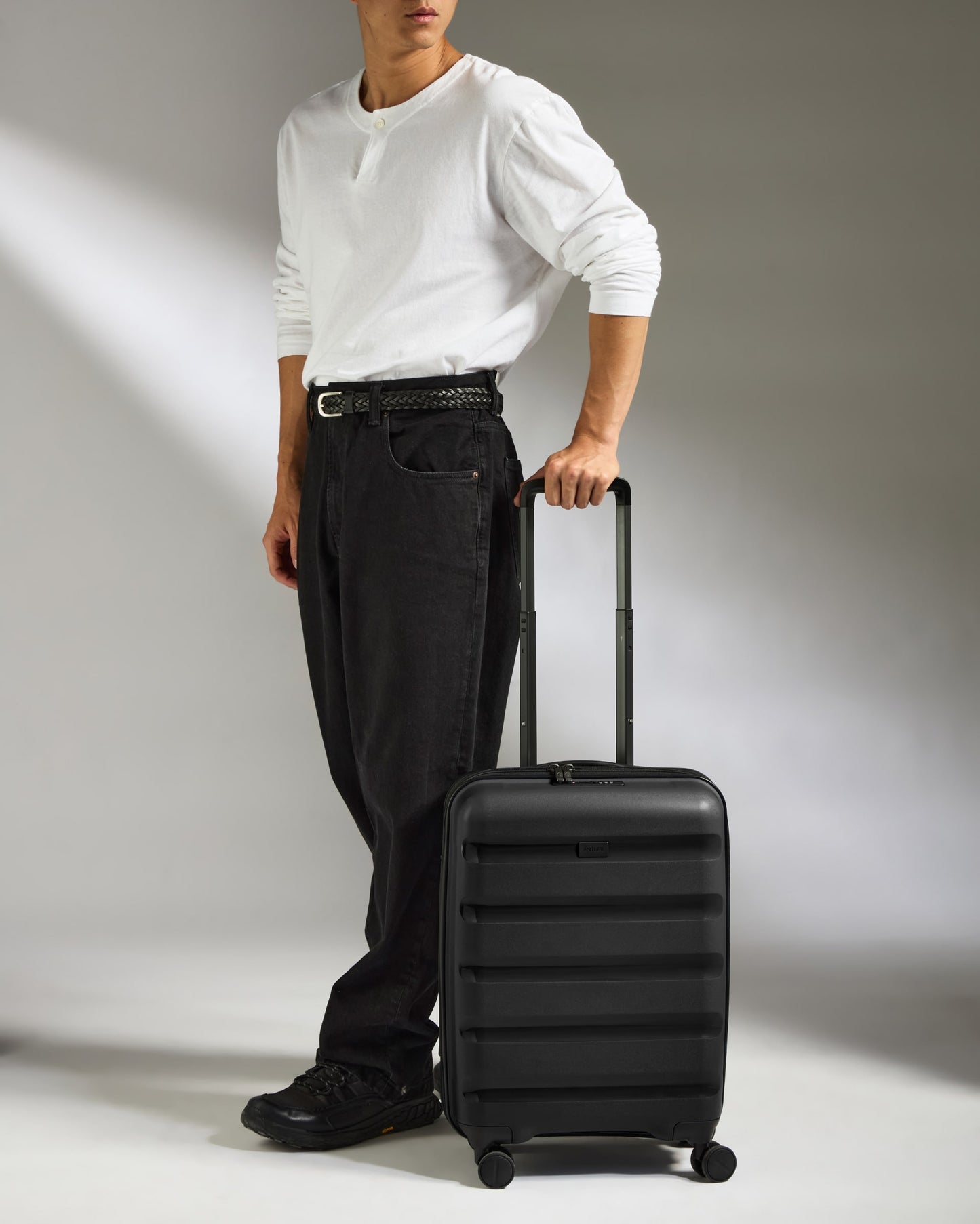 Expandable Carry-on Luggage in Black - Logo Stripe