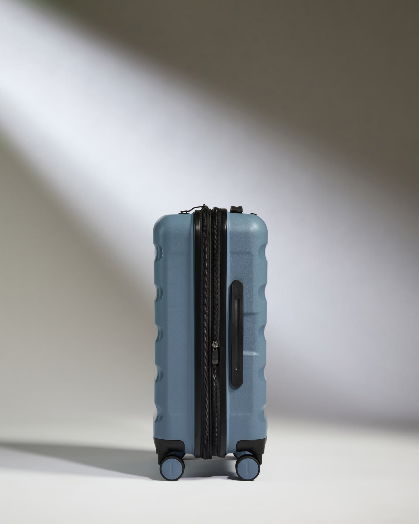 Expandable Carry-on Luggage in Light Blue - Logo Stripe