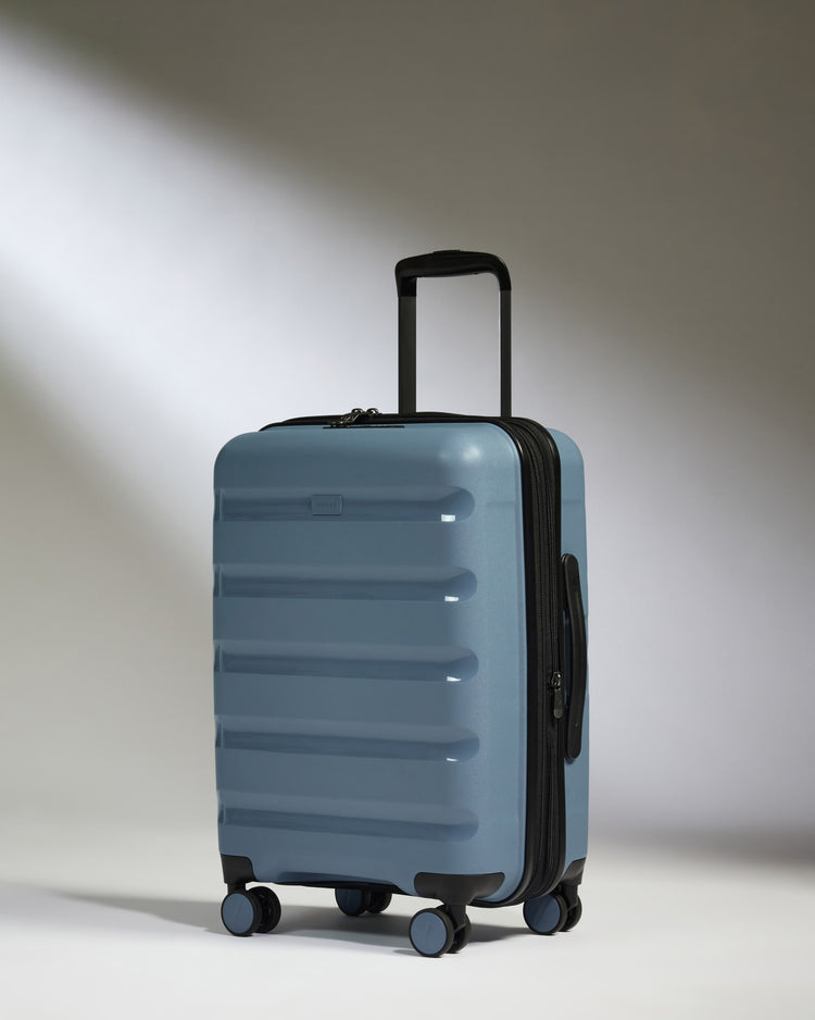 Expandable Carry-on Luggage in Light Blue - Logo Stripe