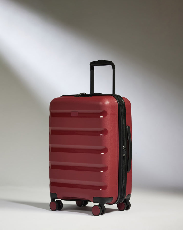 Expandable Carry-on Luggage in Soft Red - Logo Stripe
