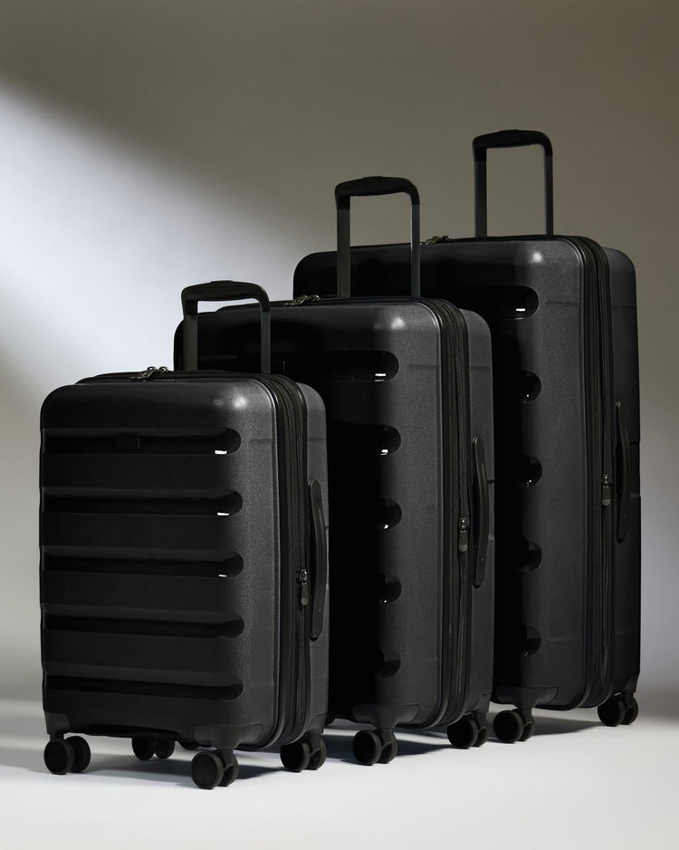 Expandable Carry-on Luggage Set in Black - Logo Stripe