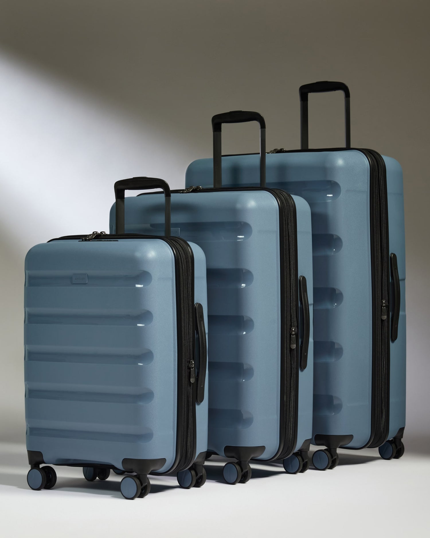Expandable Carry-on Luggage Set in Light Blue - Logo Stripe