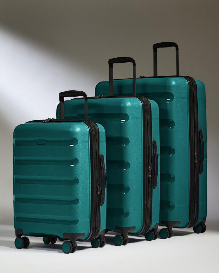 Expandable Carry-on Luggage Set in Deep Teal - Logo Stripe