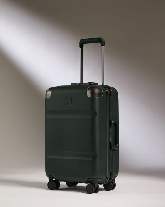 Carry-On Luggage in Dark Forest Green - Heritage Stripe