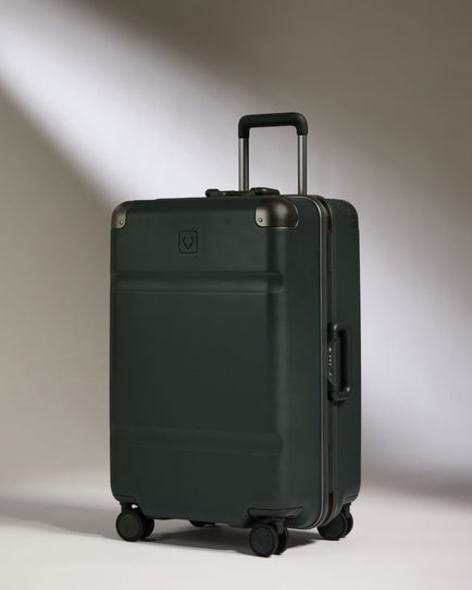 Medium Luggage in Dark Forest Green - Heritage Stripe