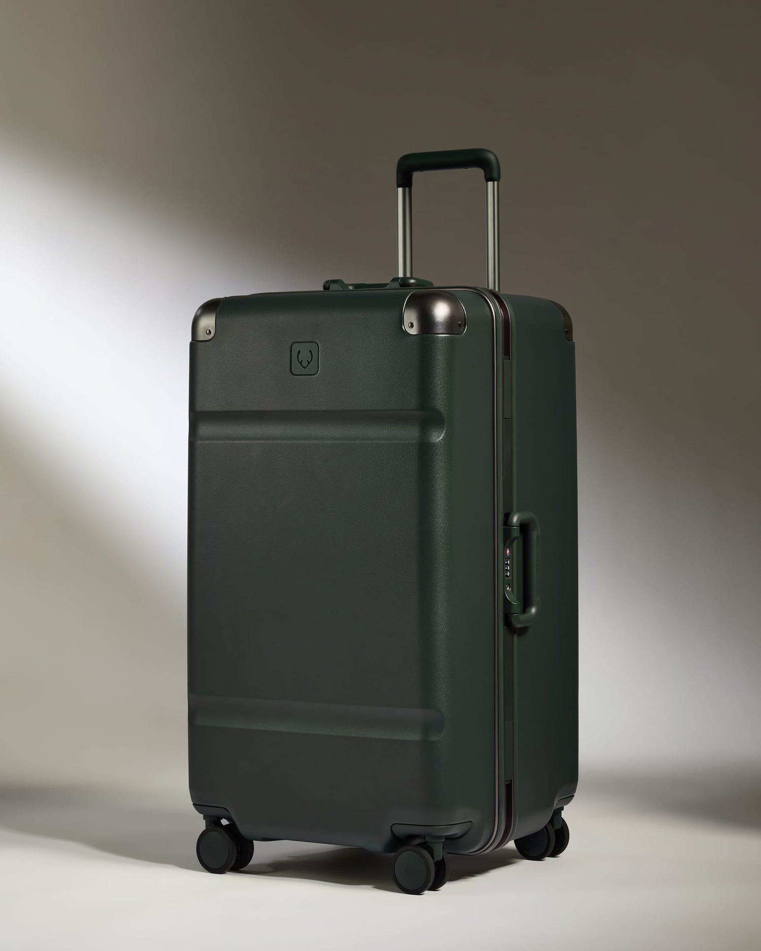 Trunk Luggage in Dark Forest Green - Heritage Stripe