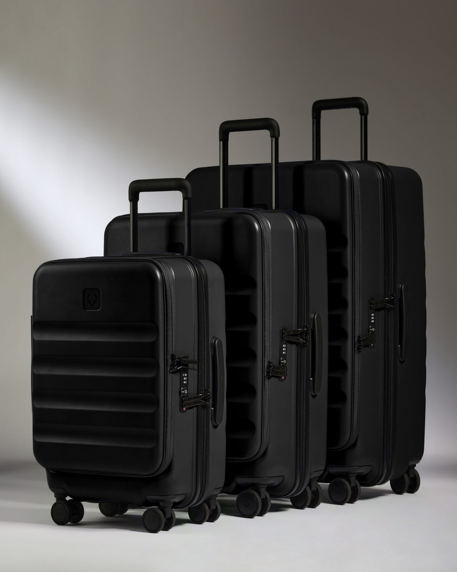 Dual Opening Luggage Set in Black - Icon Stripe