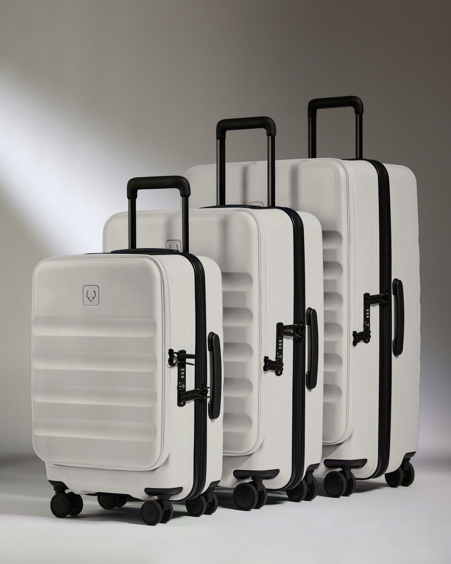 Dual Opening Carry-on Luggage Set in Taupe - Icon Stripe