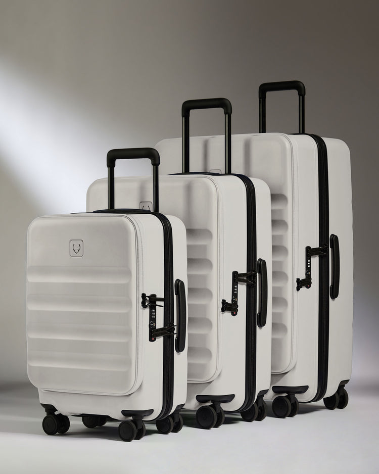 Dual Opening Carry-on Luggage Set in Taupe - Icon Stripe