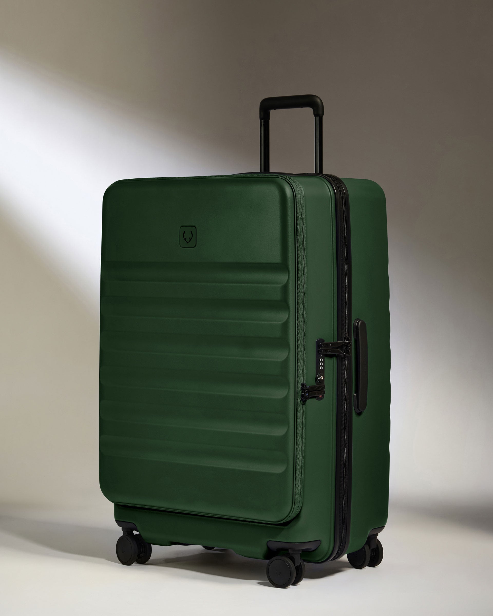 LUGGAGE LABEL ボストンバッグ オリーブグリーン Icon Stripe Large | Green Dual Opening Checked Luggage – Antler