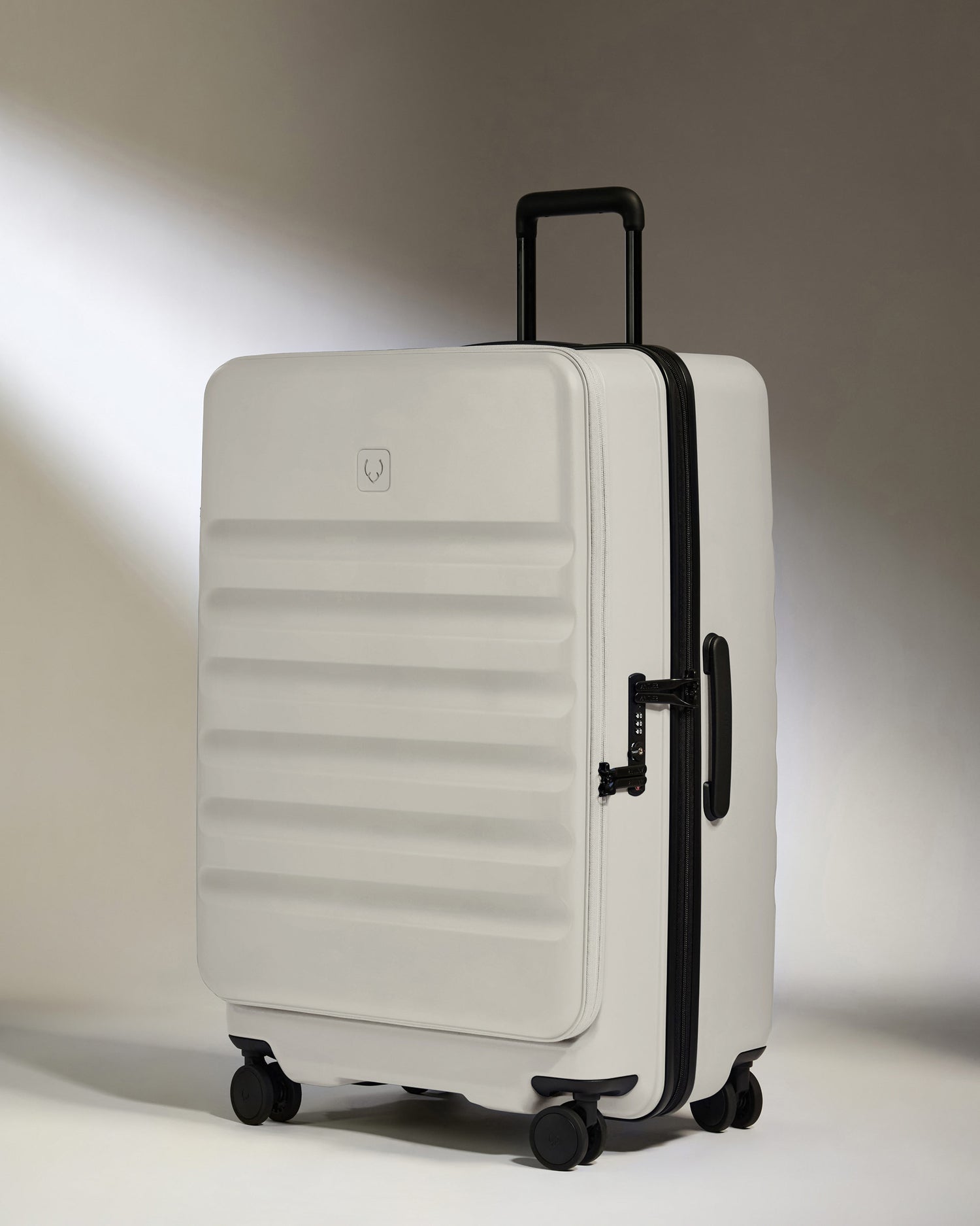 Dual Opening Large Luggage in Taupe - Icon Stripe