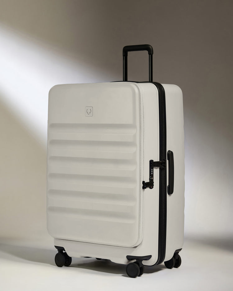 Dual Opening Large Luggage in Taupe - Icon Stripe
