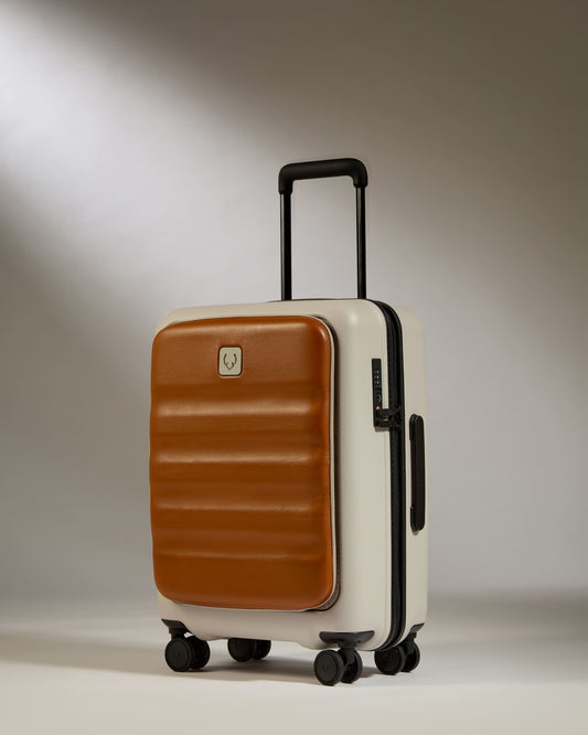 Carry-on with Pocket Luggage in Tan Leather - 1914 Collection