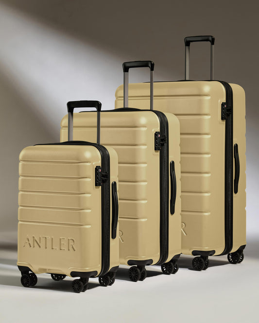 Expandable Carry-on Luggage Set in Dark Sand - Logo