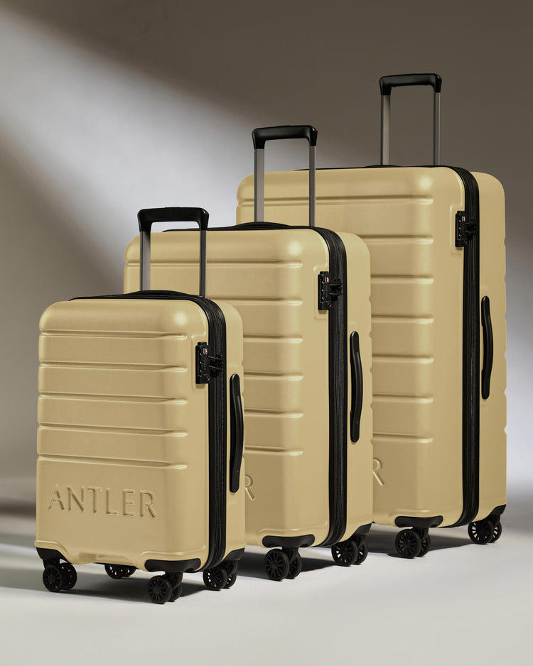 Expandable Carry-on Luggage Set in Dark Sand - Logo