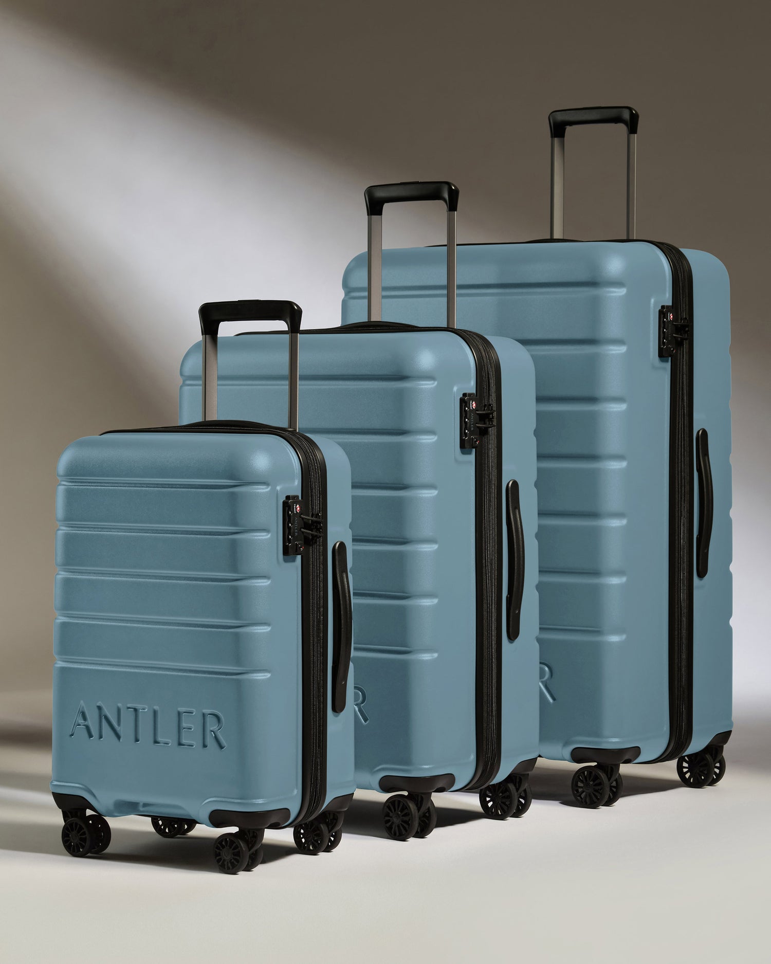 Expandable Carry-on Luggage Set in Light Blue - Logo