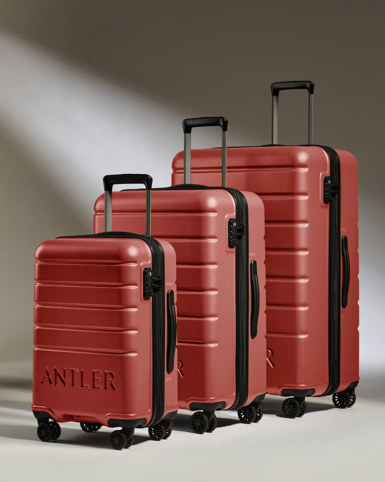Expandable Carry-on Luggage Set in Red Orange - Logo