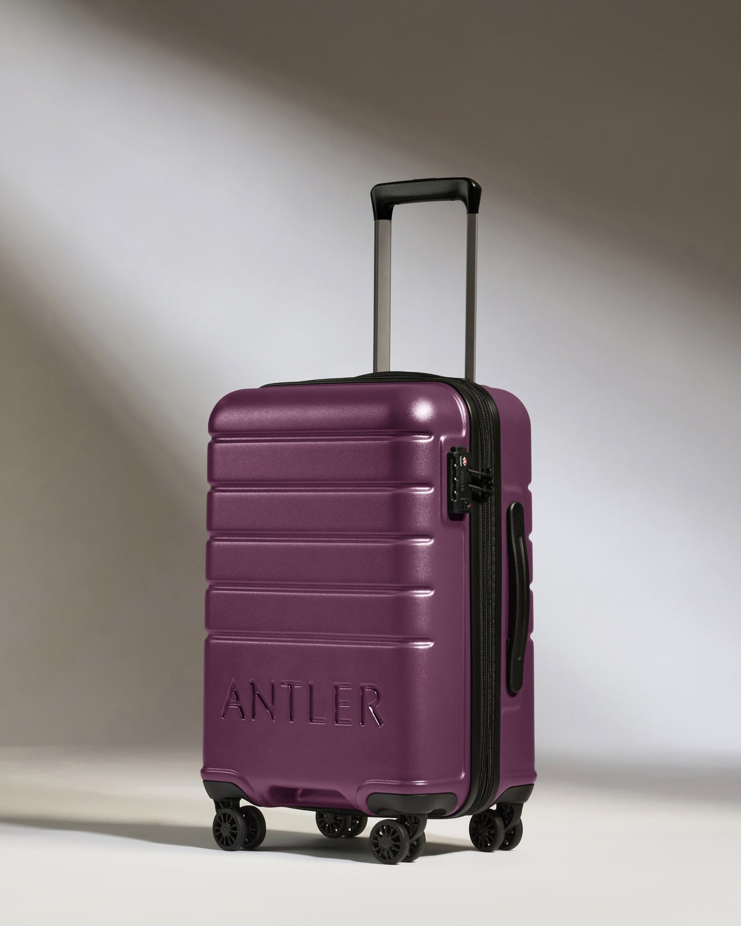 Expandable Carry-on Luggage in Dark Heather Purple - Logo