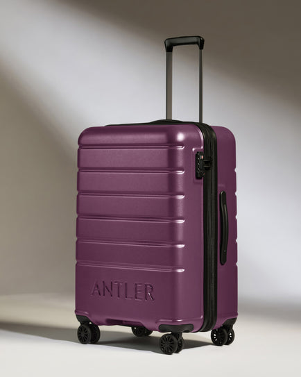 Medium Luggage in Dark Heather Purple - Logo