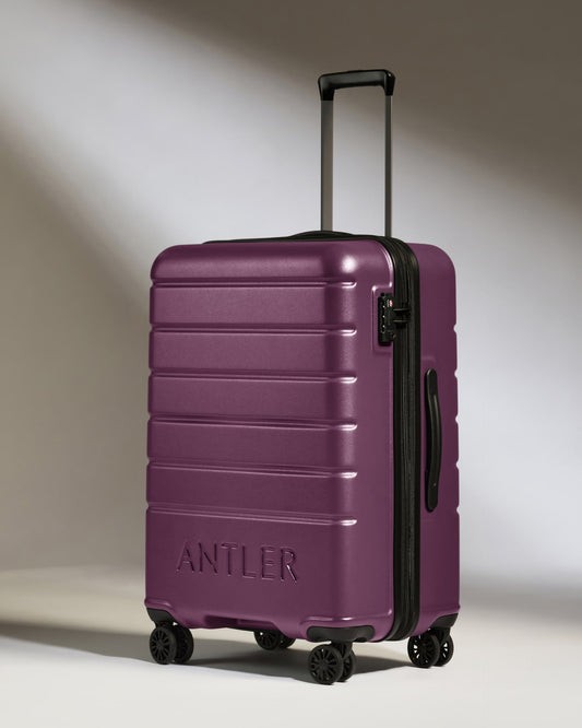 Medium Luggage in Dark Heather Purple - Logo
