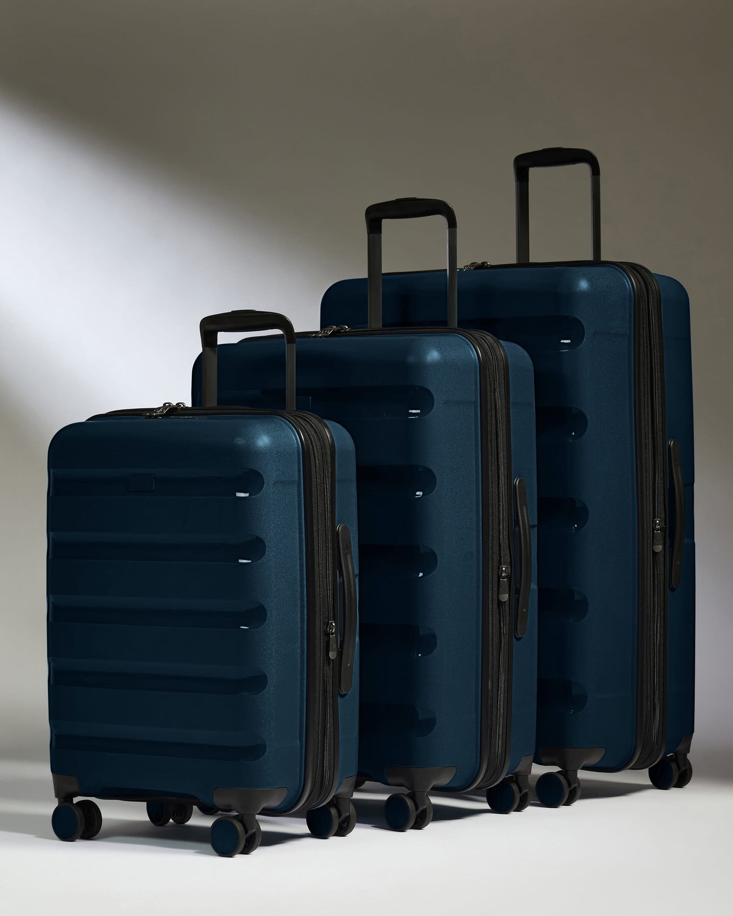 Expandable Cabin Luggage Set in Midnight Blue - Logo Stripe
