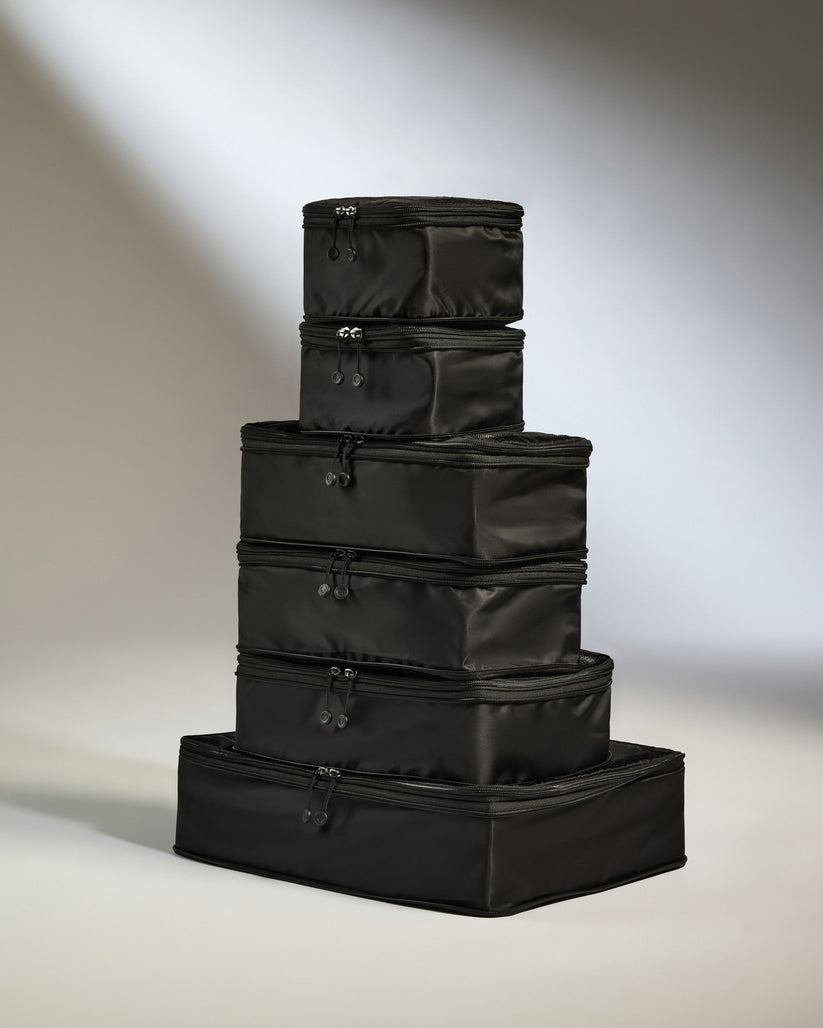 Packing Cubes in Black Set of 6 | Travel Accessories | Packing ...