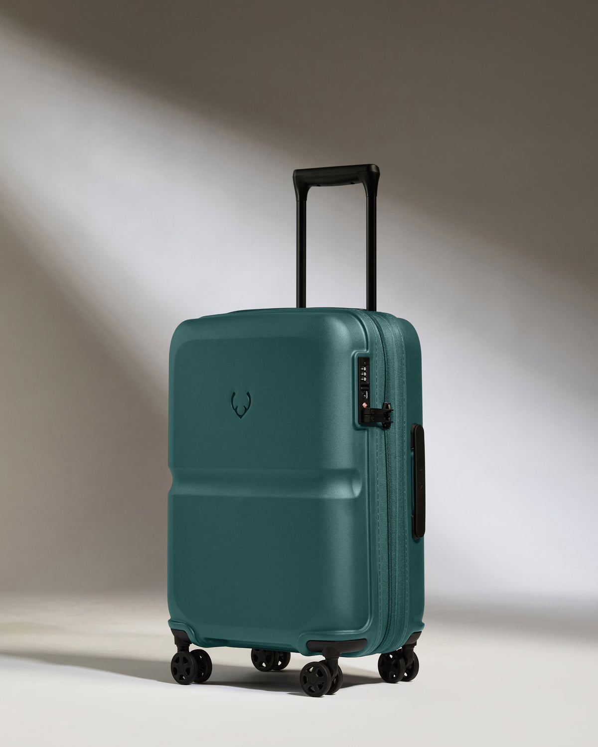 a blue suitcase with wheels