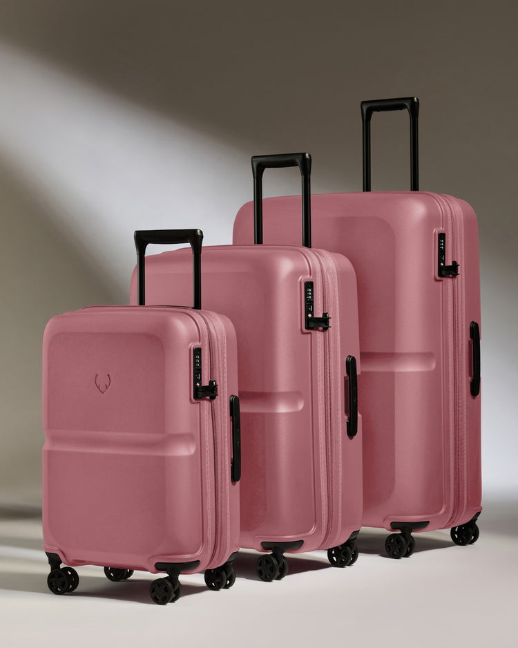 Expandable Carry-on Luggage Set in Clay Pink - Single Stripe