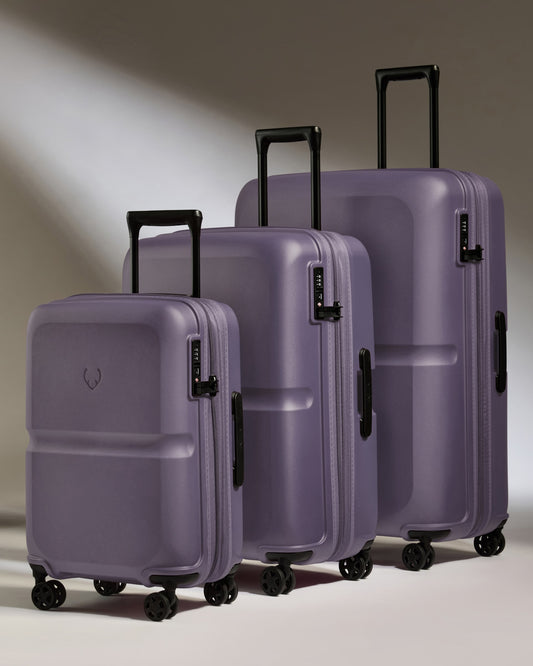 Expandable Carry-on Luggage Set in Thistle Purple - Single Stripe