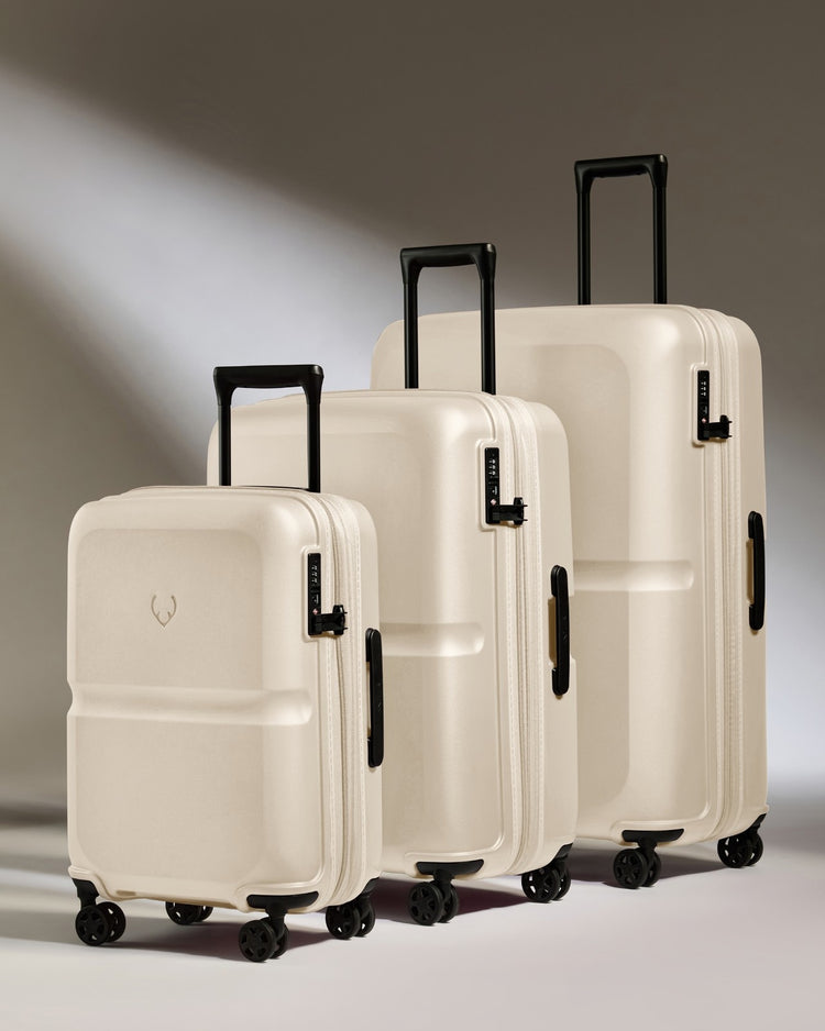 Expandable Carry-on Luggage Set in Wheat Beige - Single Stripe