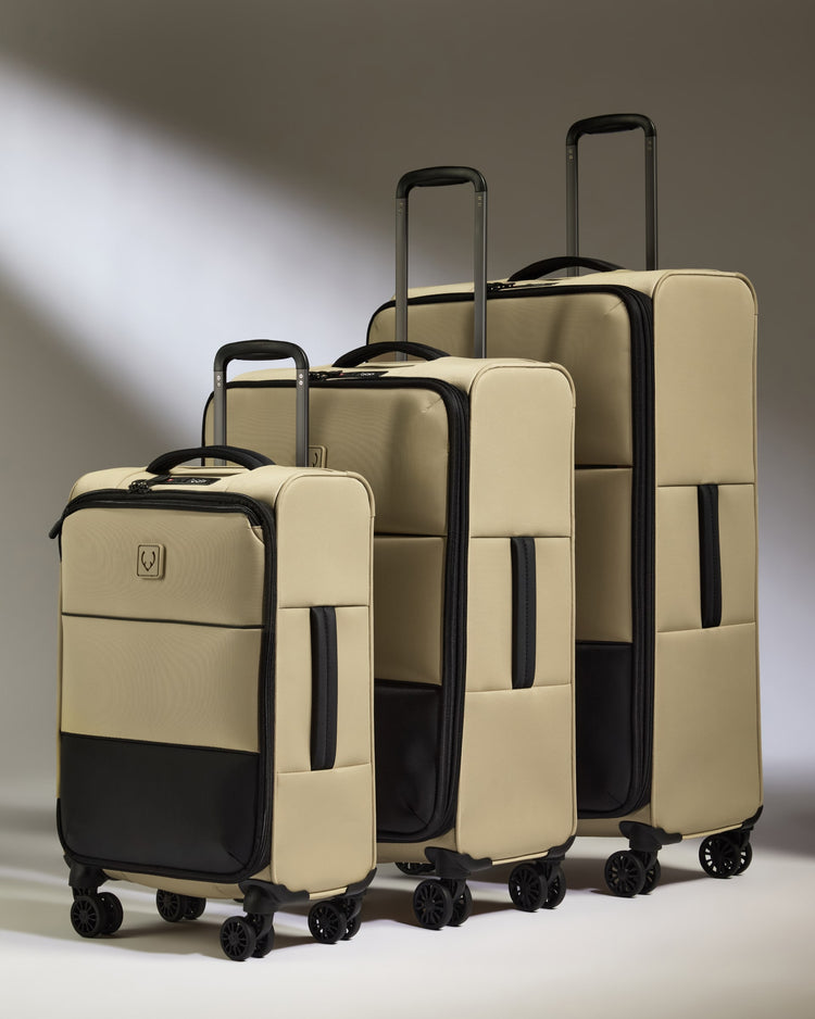 Lightest Expandable Carry-on Luggage Set in Sand - Soft Stripe 2.0