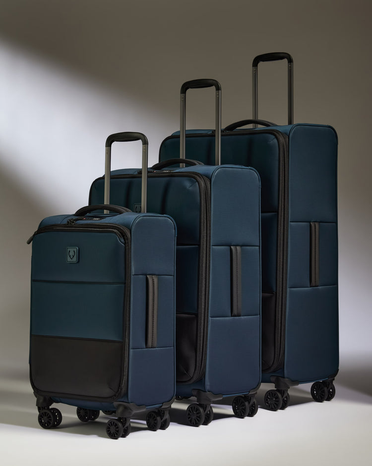 Lightest Expandable Carry-on Luggage Set in Indigo Blue - Soft Stripe 2.0
