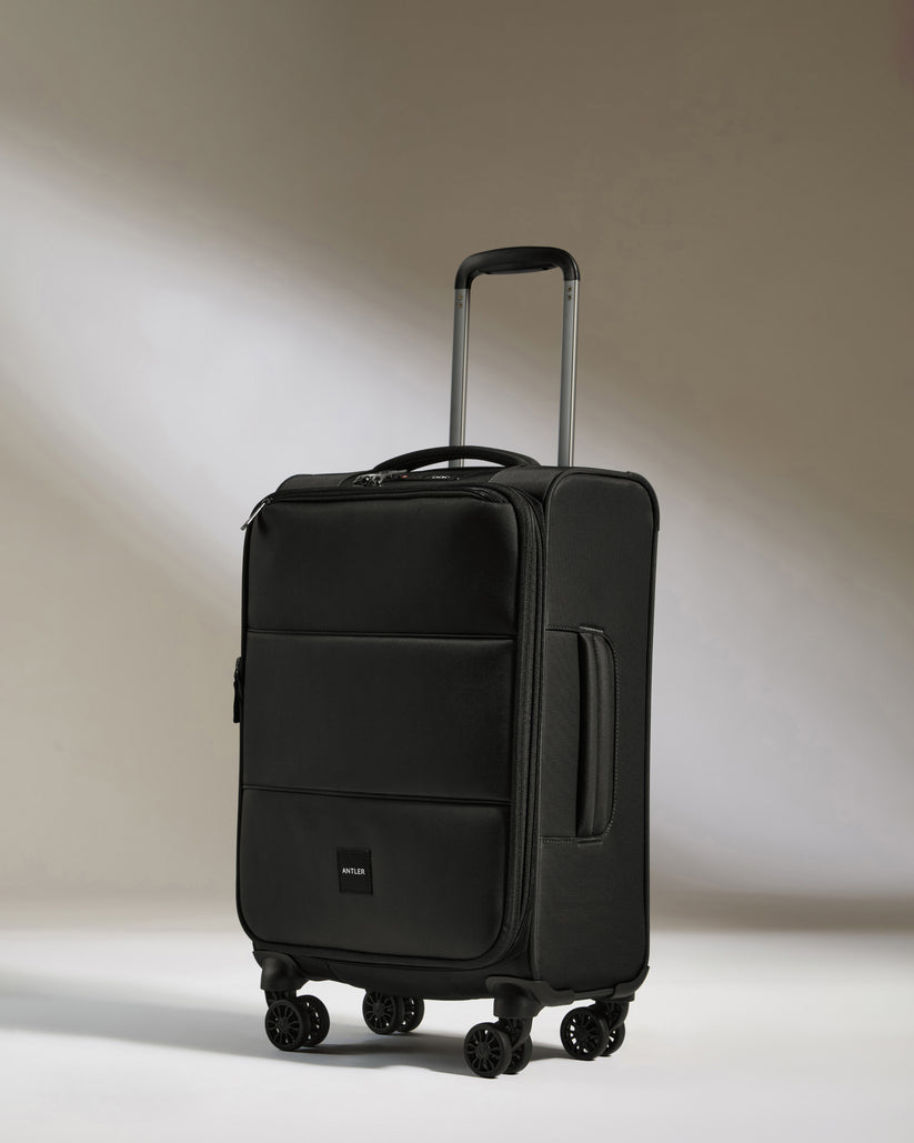 Lightest Carryon Luggage in Black Soft Stripe Soft Suitcase Antler Luggage Australia