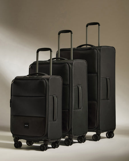Lightest Carry-on Luggage Set in Black - Soft Stripe