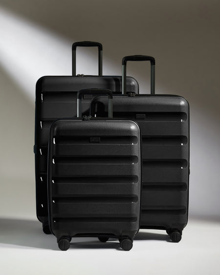 Expandable Carry-on Luggage Set in Black - Logo Stripe
