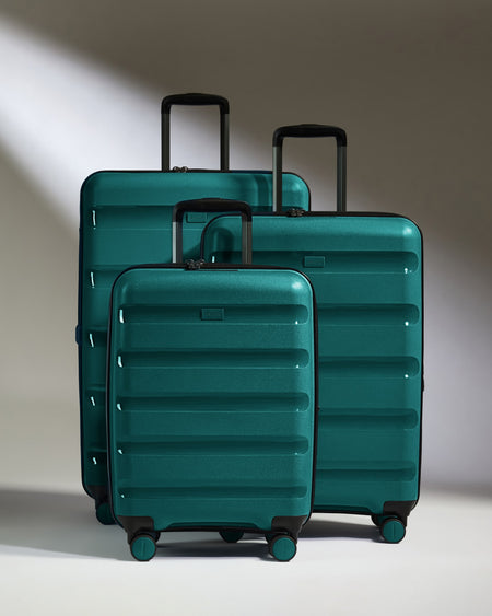Expandable Carry-on Luggage Set in Deep Teal - Logo Stripe