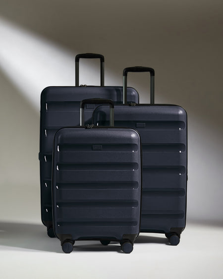 Expandable Carry-on Luggage Set in Navy - Logo Stripe