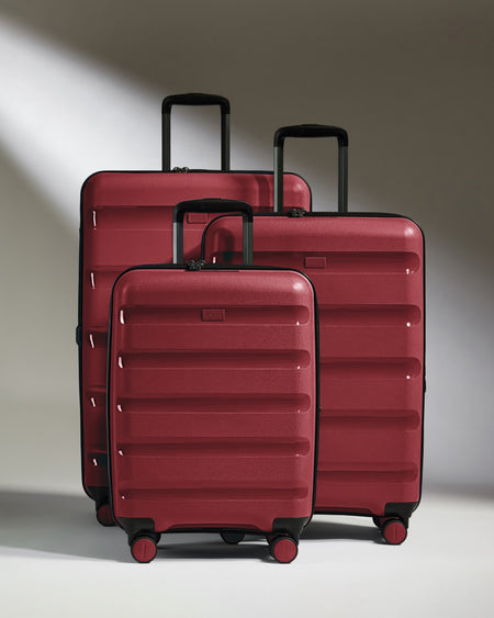 Expandable Carry-on Luggage Set in Soft Red - Logo Stripe