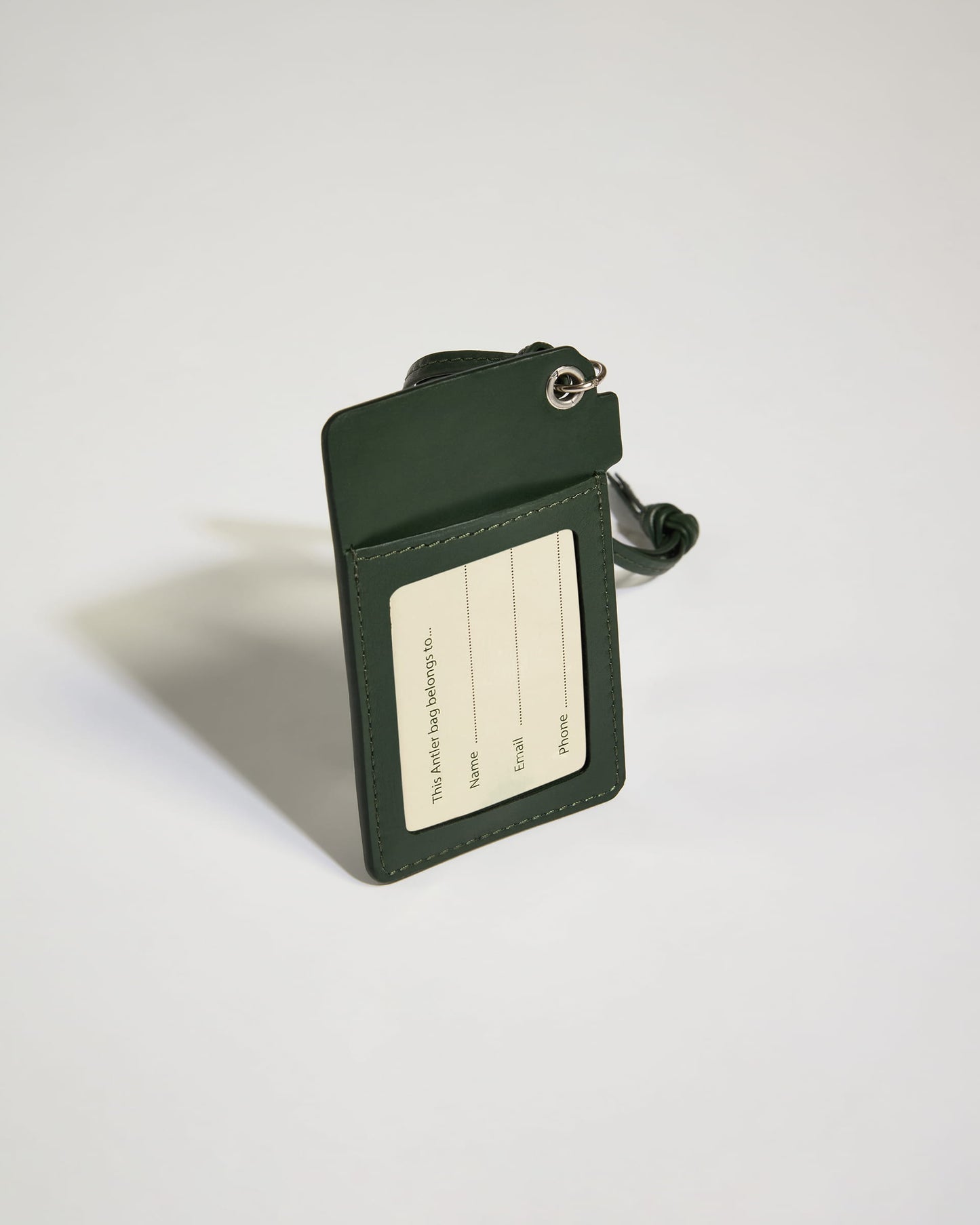Heritage Leather Camera Luggage Tag in Green