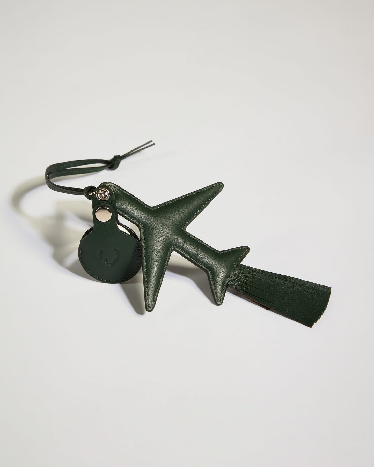Heritage Leather Aeroplane AirTag Holder in Green