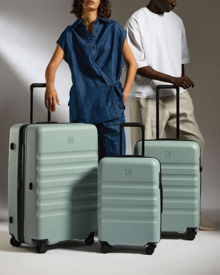 Large Carry-on Luggage Set in Mist Blue - Icon Stripe