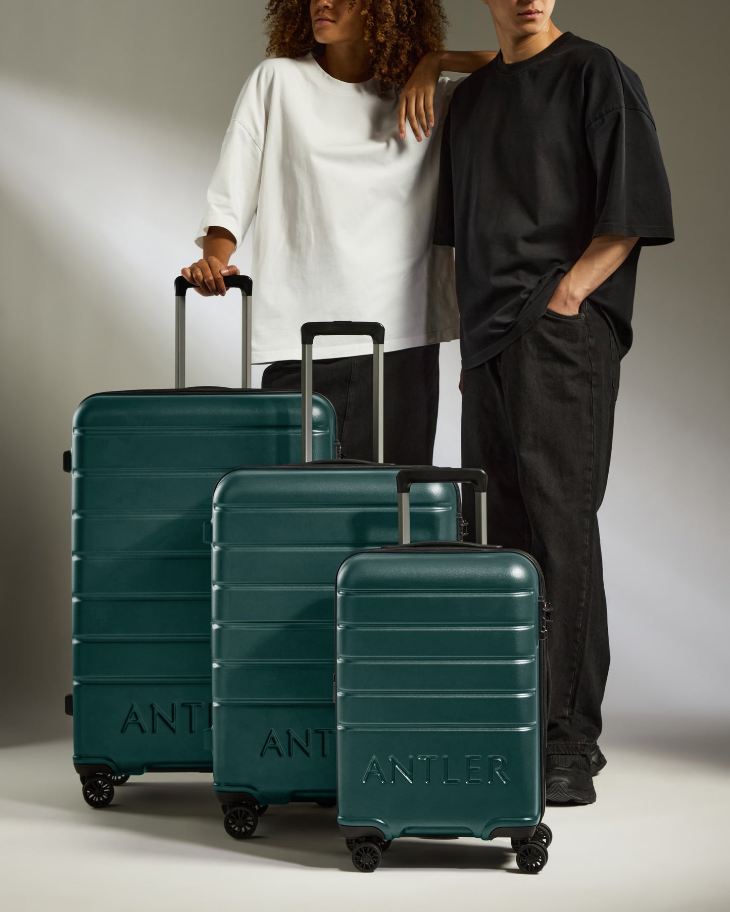 Expandable Carry-on Luggage Set in Dark Teal - Logo