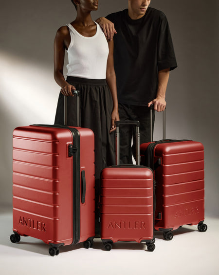 Expandable Carry-on Luggage Set in Red Orange - Logo