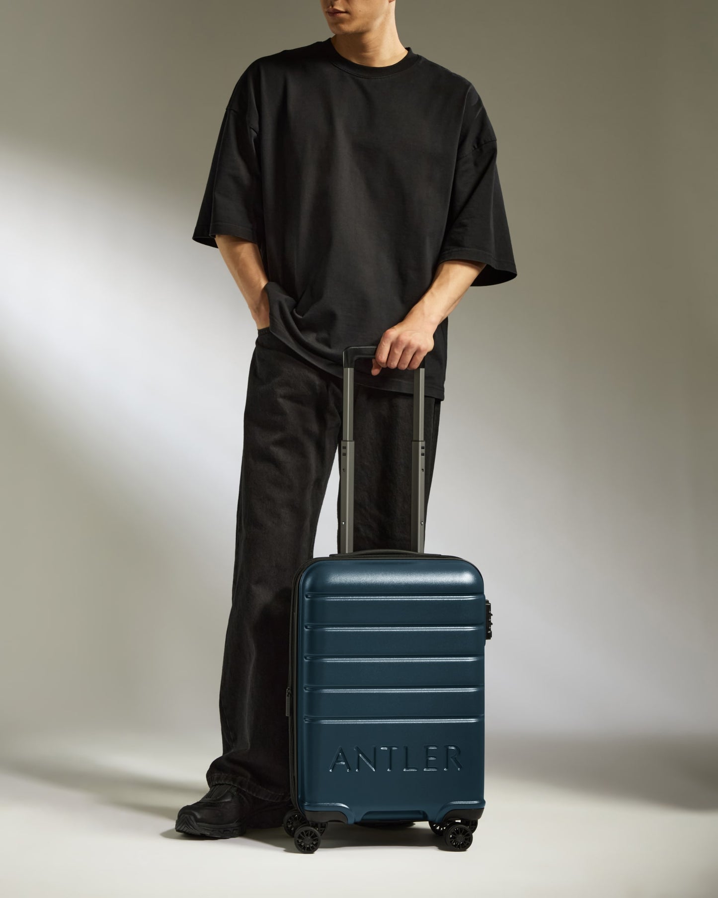Expandable Carry-on Luggage in Mid Blue - Logo